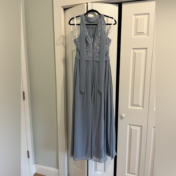 Azazie Emilia Dusty Blue Bridesmaid Dress - Picture 9 of 14